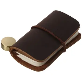 Мини размер пътници бележник реколта за многократна употреба с кожен капак и каишка джоб дневник дневник миниатюрни тетрадка