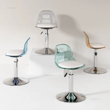 Модерни акрилни бар столове Домакински въртящи се повдигащи високи бар столове Минималистичен творчески дизайн Прозрачни кухненски броячи