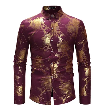 Мъжка риза с дълъг ръкав пролет и есен Нов печатен дизайн стилист тенденция случайни голям размер риза