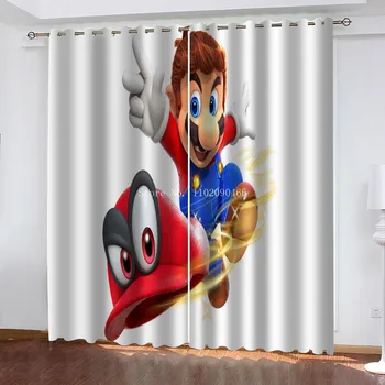 Нов дизайн прекрасен Супер Марио отпечатани засенчване завеса за бебешки стаи карикатура кърпа затъмняване завеси приятел щастлив Hoilday подарък