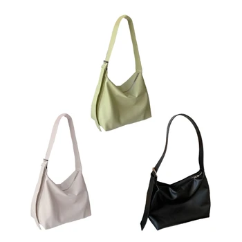 Плътен цвят голяма пазарска чанта за жени лятна ежедневна чанта PU-кожа рамо чанта голям капацитет Crossbody чанта Ins