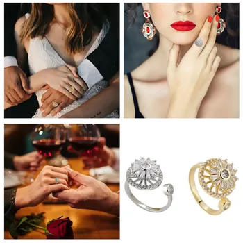 пръстен женски стил студент микро вложка отваряне регулируем пръстен метален материал светлина луксозен стил рокля жени пръстен комплект отворен пръстен