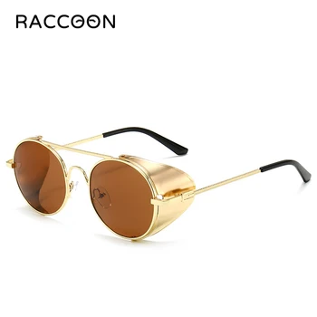 Реколта луксозни Steampunk стил слънчеви очила високо качество хладно метал страничен капак дърворезба марка дизайн пънк слънчеви очила Oculos де Сол