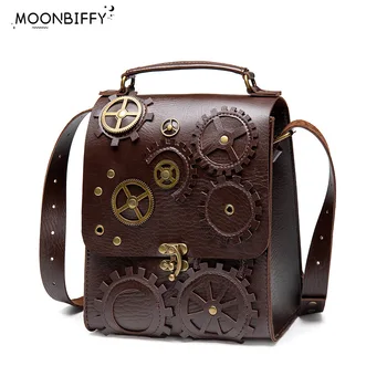 Ретро Steampunk жени рамо чанти реколта часовник пари съединител чанта ежедневно дами случайни Crossbody чантата мода личност