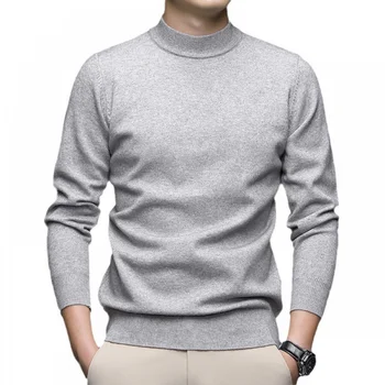 Търговия на едро с течащ вълнен пуловер мъжко качество на вълната половин водолазка многоцветен корейски стил младежки случайни дънни пуловер мъже