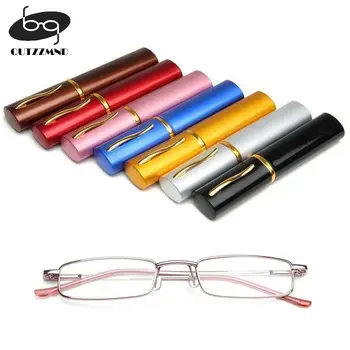 Унисекс метални очила за четене Жени Мъже Пролетни панти очила с диоптър на корпуса на тръбата +1.0 ~ + 4.0 Очила за грижа за зрението Удобни