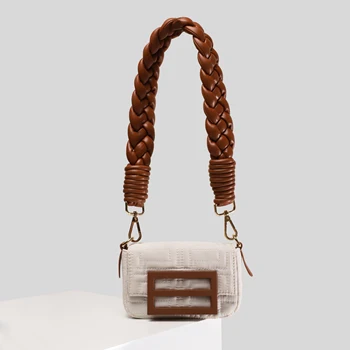 Чанти за жени Луксозна дизайнерска чанта Малка квадратна чанта 2023 Нова висококачествена плетена презрамка Чанта за рамо Crossbody