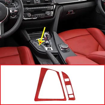 червен истински въглерод за BMW M3 F80 F83 2014-2018 кола Gear Shift рамка панел Trim ляв волан Accesssories