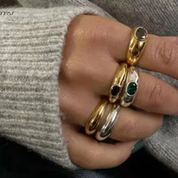Черни цирконови каменни пръстени за жени 316Lstainless стоманени пръстени стифиращи уникални готини бижута безплатно потъмняване модерни бижута