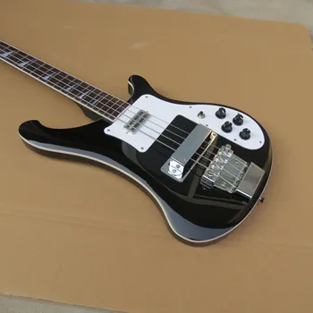 четириструнен електрически бас електрическа китара, класическа черно-бяла, реална картина, модифицируема, безплатна доставка
